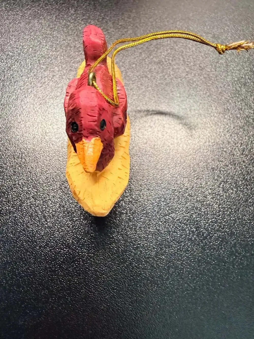 Vintage Red Bird In Nest Resin Ornament Country Rustic Wood Look Holiday